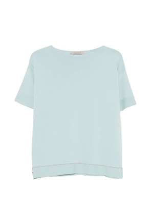 D.Exterior embellished short-sleeve top - Blue
