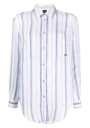 Fay vertical-stripe print linen shirt - White