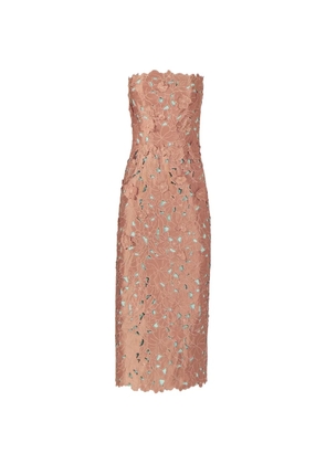 Costarellos Zira floral-cut strapless midi dress - Brown