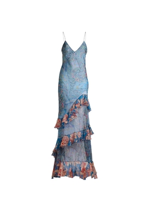 ETRO ruffled floral-print maxi dress - Blue