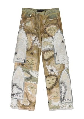 Who Decides War overdyed lace bootcut jeans - Neutrals