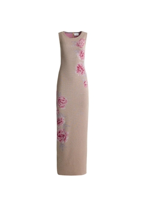 St. John Gianna metallic-peony-jacquard-knit dress - Neutrals