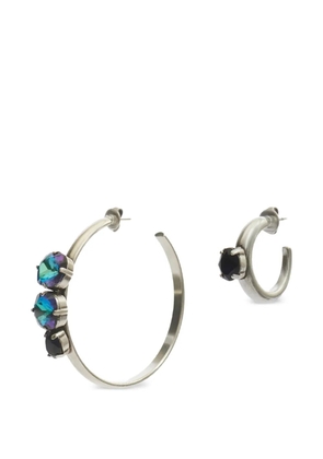 ISABEL MARANT Olga asymmetrical crystal hoop earrings - Silver