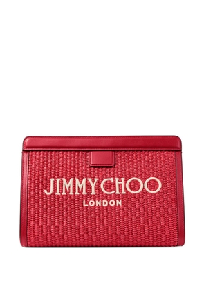 Jimmy Choo Avenue London raffia clutch bag - Red