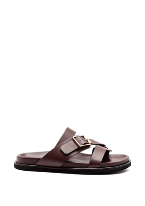 Donnarì double strap buckle leather sandals - Brown