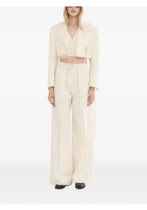 NISSA belted striped trousers - Neutrals
