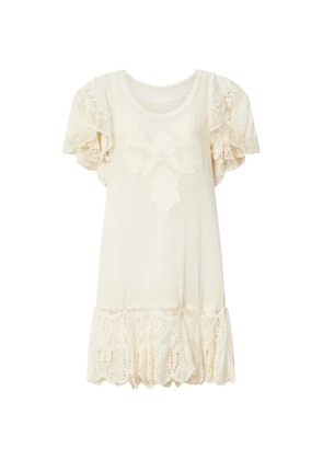 ISABEL MARANT Diena lace-panel mini dress - Neutrals