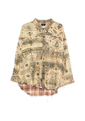 R13 shredded seam bandana shirt - Neutrals