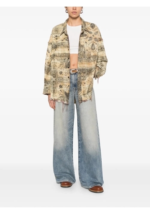 R13 shredded seam bandana shirt - Neutrals