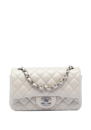 CHANEL Pre-Owned 2014-2015 Mini Rectangular Classic Caviar Single Flap crossbody bag - White