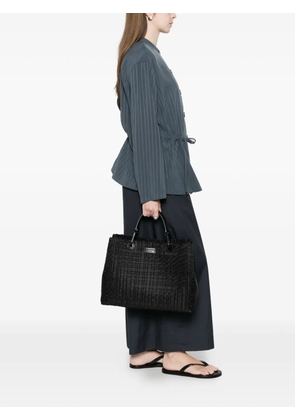 Emporio Armani woven top-handle tote bag - Black