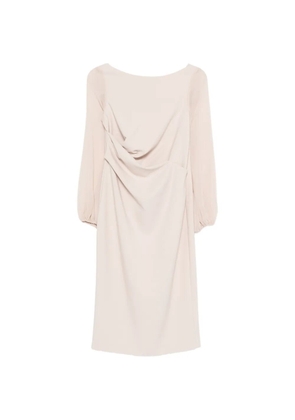 D.Exterior draped long-sleeve mini dress - Neutrals