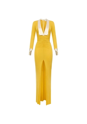 Elisabetta Franchi wide-lapels slim-fit maxi dress - Yellow