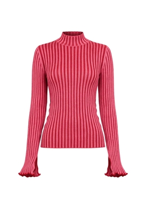 HUGO striped long-sleeve ruffled sweater - Pink