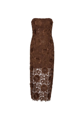 ROTATE BIRGER CHRISTENSEN 3D lace midi dress - Brown