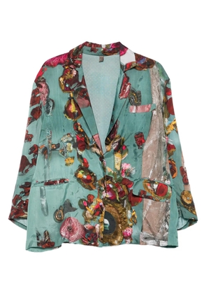 YAVI floral-print blazer - Blue