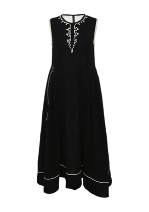 Renli Su embroidered midi dress - Black