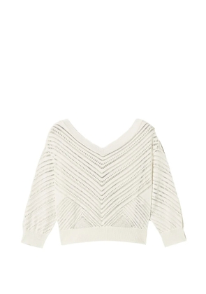 TWINSET V-neck pointelle-knit sweater - White