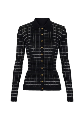 Elisabetta Franchi striped ribbed cotton cardigan - Black