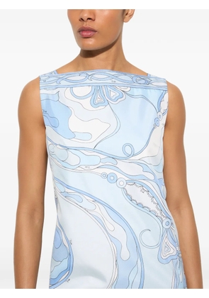 PUCCI Orchidee-print silk dress - Blue