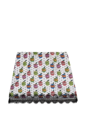 GCDS apple-print mini skirt - White