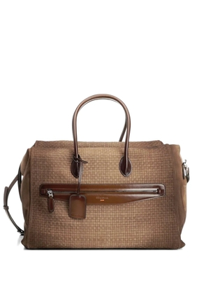 Santoni woven-design holdall - Brown