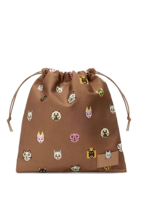 LOEWE cats drawstring pouch - Brown