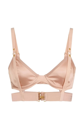 Elisabetta Franchi Tulle logo bra - Neutrals