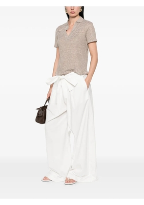 Purotatto striped V-neck T-shirt - Neutrals