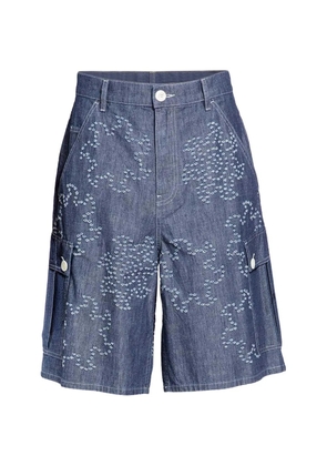 Marni embroidered denim shorts - Blue