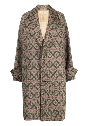 Uma Wang patterned-jacquard single-breasted coat - Brown