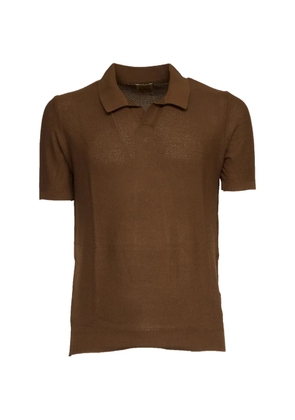 RAKKI V-neck honeycomb cotton T-shirt - Brown