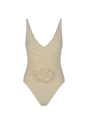 Magda Butrym floral-appliqué swimsuit - Neutrals
