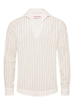 Orlebar Brown vertical-striped chenille shirt - White