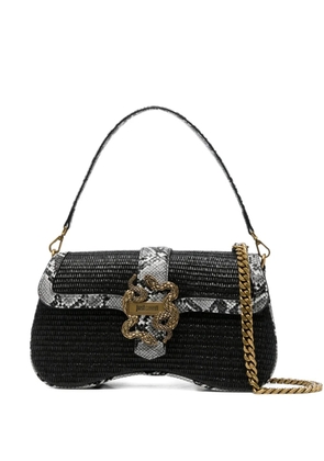 Just Cavalli logo-detail flap-closure shoulder bag - Black