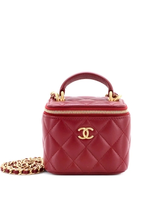 CHANEL Pre-Owned Classic Top Handle Vanity Case with Chain Quilted Lambskin Mini crossbody bag - Red