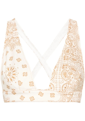 MC2 Saint Barth bandana-print denim bralette top - Neutrals
