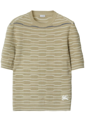 Burberry embroidered-logo knit t-shirt - Neutrals