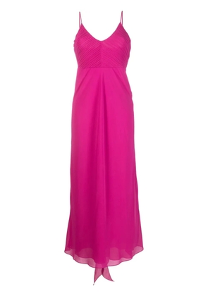 Patrizia Pepe ruched georgette crepe maxi flared dress - Pink