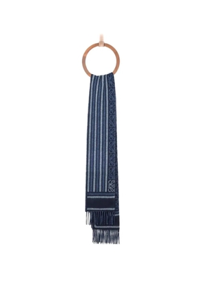 LOEWE striped fringed scarf - Blue