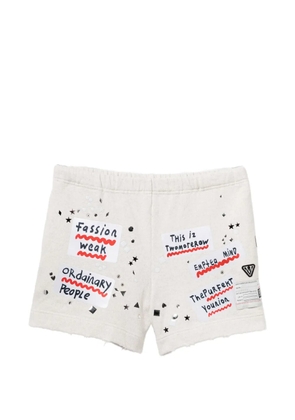 Maison MIHARA YASUHIRO embellished-sticker sweat shorts - Neutrals