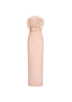 Oscar de la Renta Point D'Esprit feather-embroidered midi dress - Pink
