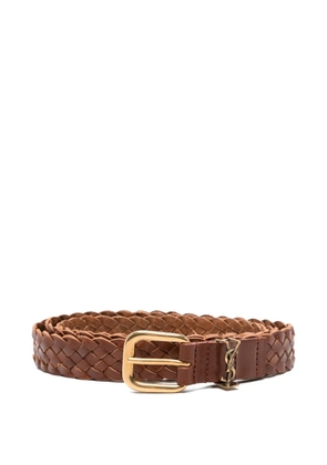 Saint Laurent braided buckle belt - Brown