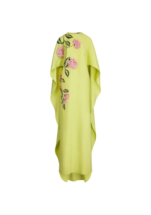 Oscar de la Renta porcelain flower-embroidered maxi dress - Yellow
