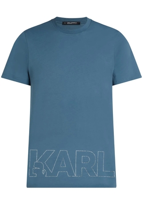 Karl Lagerfeld metallic logo-print T-shirt - Blue