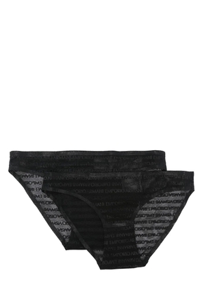 Emporio Armani logo-jacquard briefs (set of two) - Black