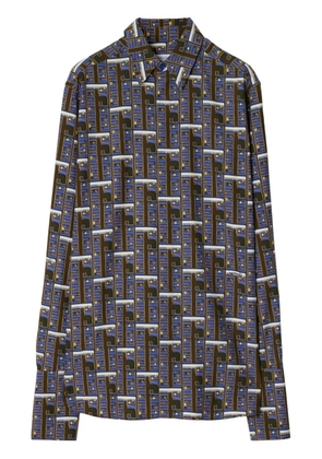Burberry Bus graphic-print silk shirt - Blue