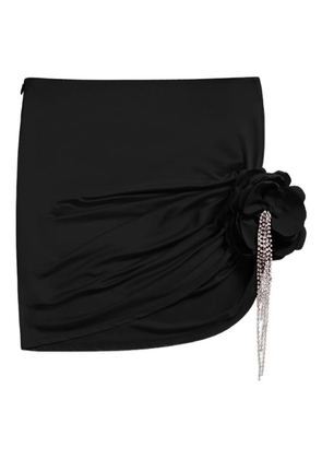 AREA crystal-embellished draped mini skirt - Black
