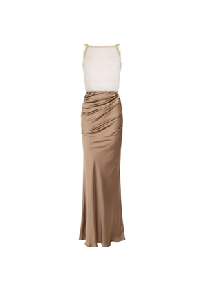 Elisabetta Franchi ruffled draped maxi dress - Neutrals