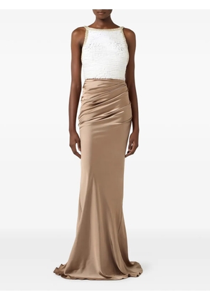 Elisabetta Franchi ruffled draped maxi dress - Neutrals